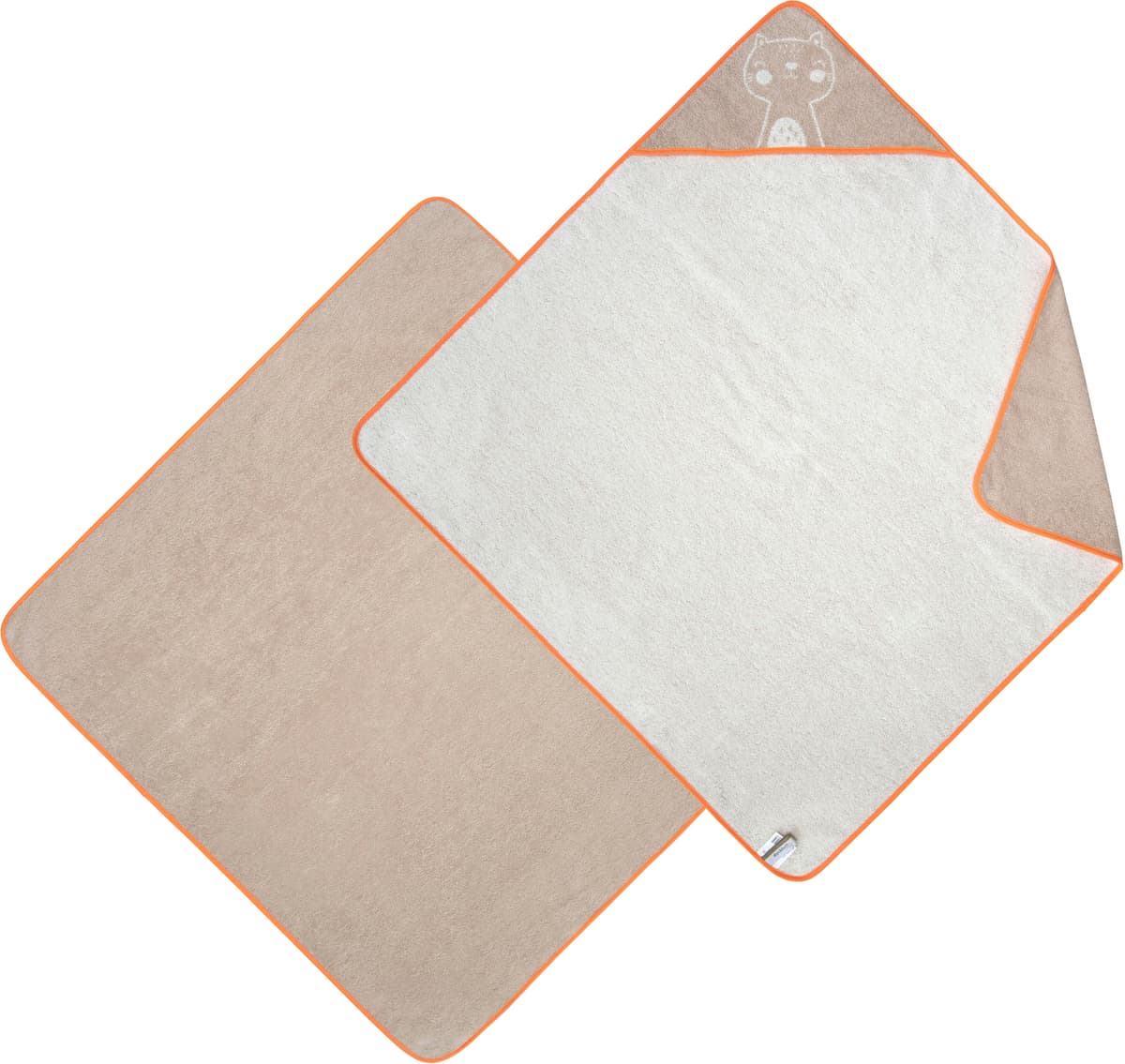 Kapuzenhandtuch DYCKHOFF "Katze", beige (greige), B:90cm L:90cm, Frottier, Frottier, Handtücher, Kapuzenhandtuch greige B/L: 90cmx90cm, 1 Stk., Katze, Frottier