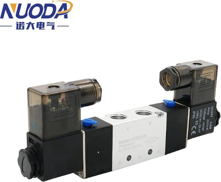 NONE Solenoid Valve 220V Pneumatic 4V220-08 Air 5 Way 2 Position 1/4