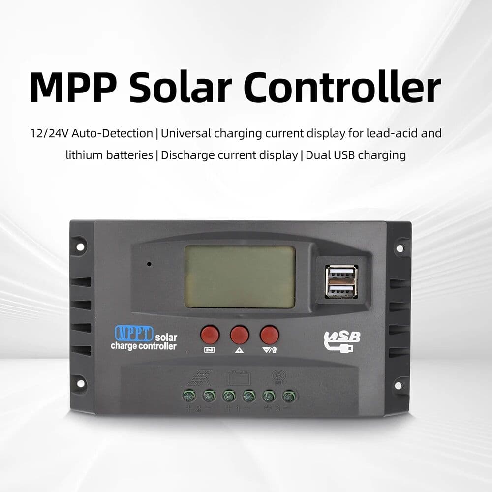 diymore MPPT Solar Charge Controller 30A 60A 100A with Load/Dual USB /LCD 12V 24V Auto Solar Panel Charger Regulator