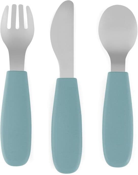 Petite&Mars Take&Match Stainless Steel Cutlery Set μαχαιροπίρουνο για παιδιά Frosted Sky 12m+ 3 τμχ