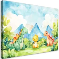 WANDBILD lustige bunte dinosaurier