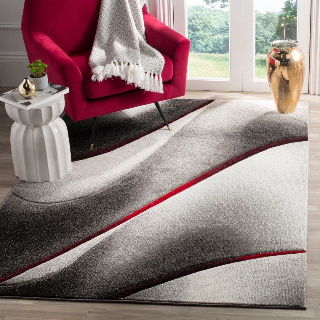 Metro Parkes Abstract Area Rug Grey/Red Rectangle 160 x 229 cm