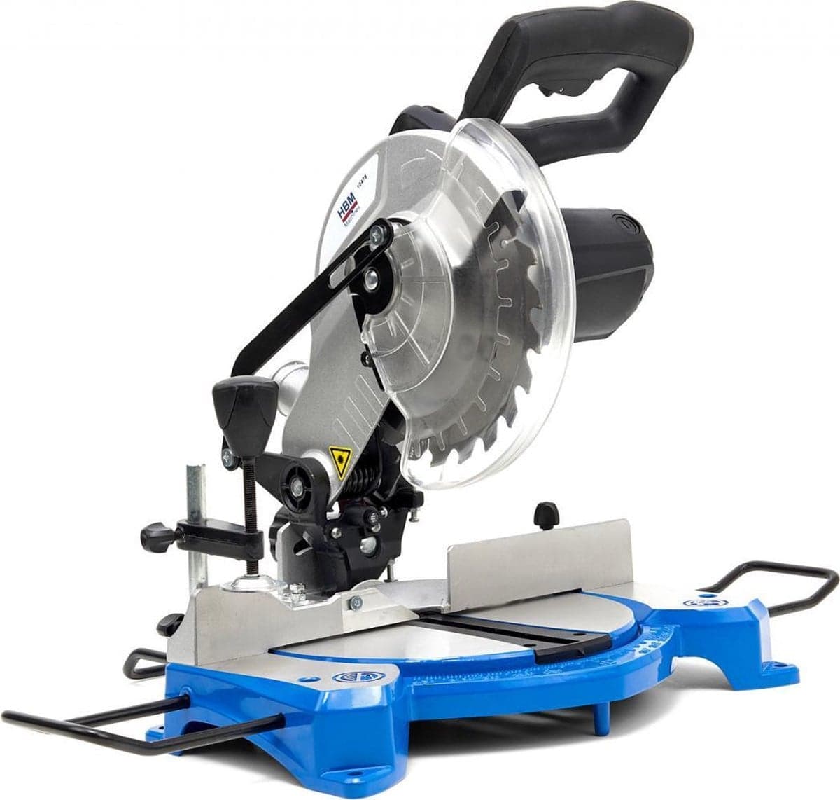 1500 Watt Afkortzaag met Laser en 210 mm zaagblad, Blauw Aluminium