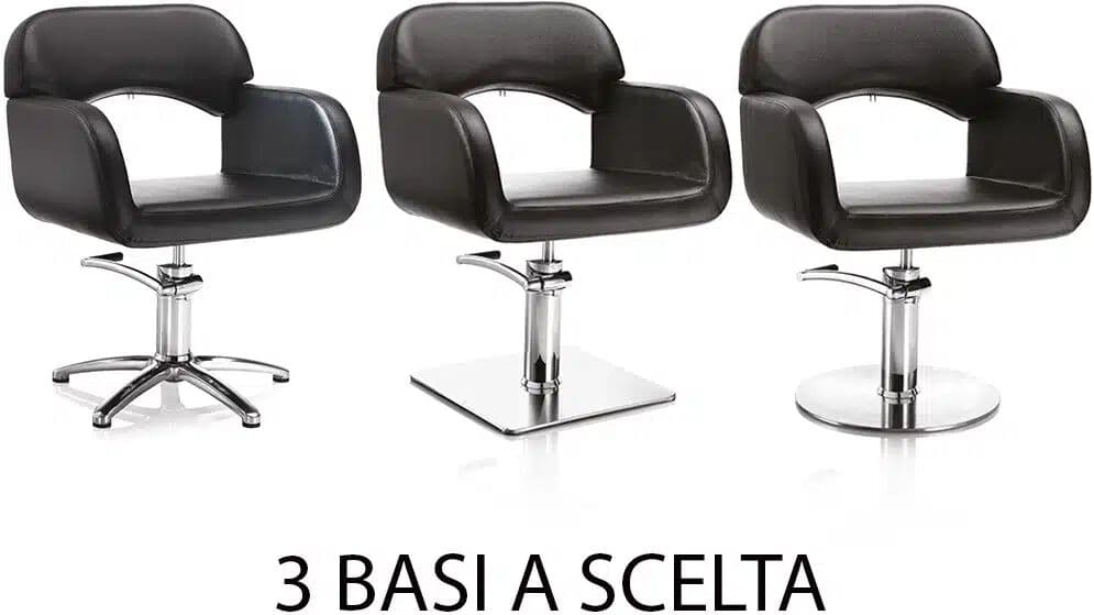 Poltrona da parrucchiere in sky ecopelle nero HAIR SAGE BASE QUADRATA