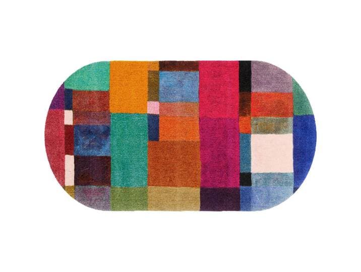 wash+dry Fussmatte Mosaique, Mehrfarbig, Abstraktes, oval, 50x90 cm, Oeko-Tex® Standard 100, Teppiche und Böden, Schmutzfangmatten, Fußmatten