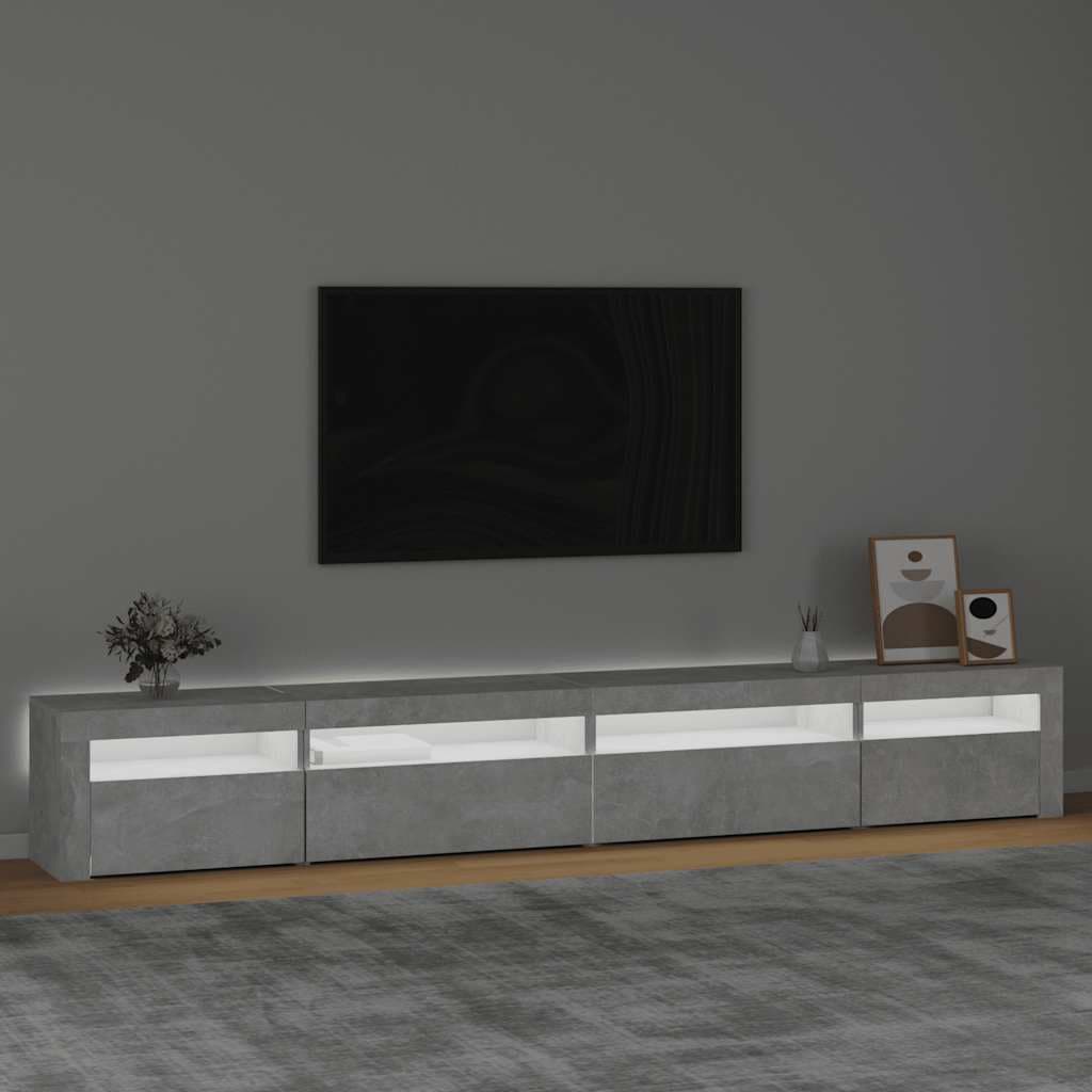 vidaXL Meuble TV avec lumières LED Gris béton 270x35x40 cm