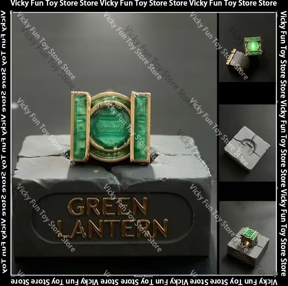Bandai HOT TV John Stewart Green Lantern Ring Light Up 3D Printed Cosplay Ring With Original Display Stand Superhero Metal Finger Gift