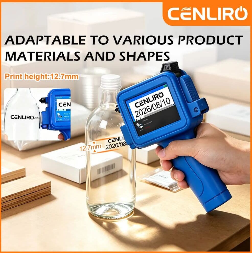 Cenliro Mini Handheld Inkjet Printer CL11P with Black Fast-drying Ink Cartridge for Date Batch Number Logo Code On Any Surfaces