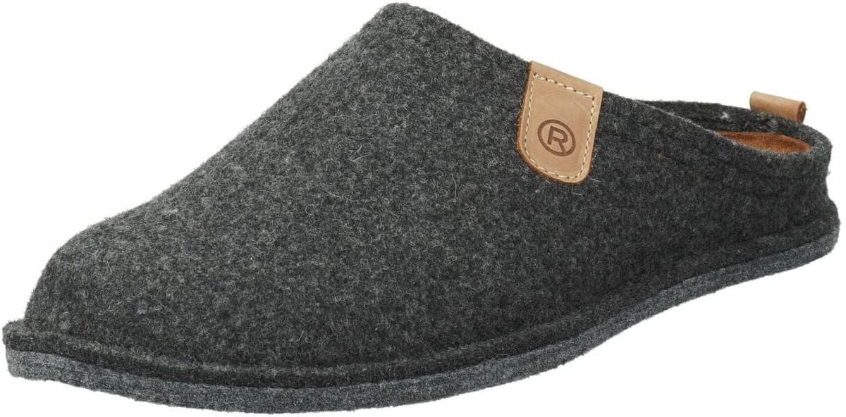 Pantoffel ROHDE "LUCCA-H", Herren, Gr. 45, ungefüttert, grau (anthrazit, meliert), Filz, Schuhe Pantoffel, mit herausnehmbarer Leder-Innensohle, Weite G anthrazit, meliert 45, ungefüttert