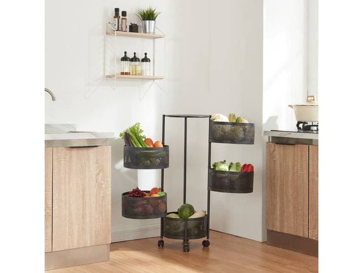 Keukentrolley Steigen met 5 manden rond staal 89\,5xØ33 cm zwart