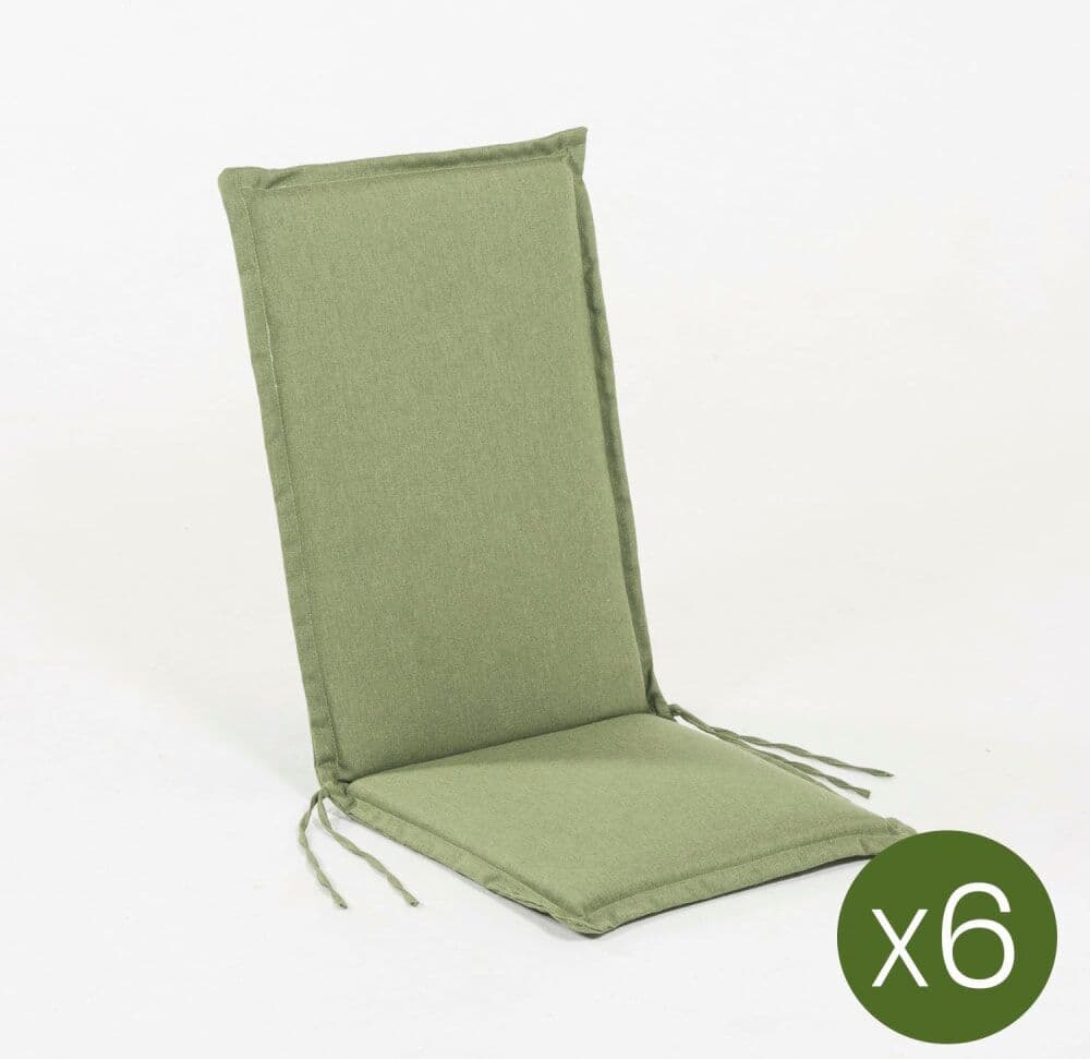 Edenjardin Pack 6 cojines para sillones de exterior repelente al agua verde