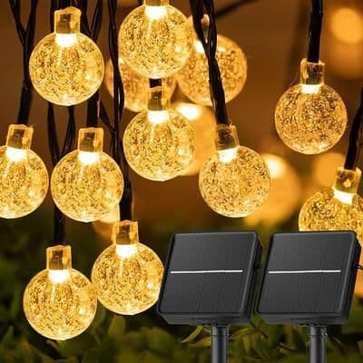 Uplift Picks Solar Crystal Globe String Lights For Charming Outdoor Garden Ambiance warm White 5m (20 Led) 2 Pcs