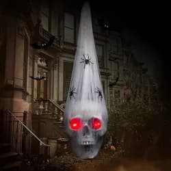 Halloween Hängende Dekoration Leuchtende LED Skelett Kopf Spinne Netz Horror Geräuschaktiviert Geisterhaus Garten Requisite