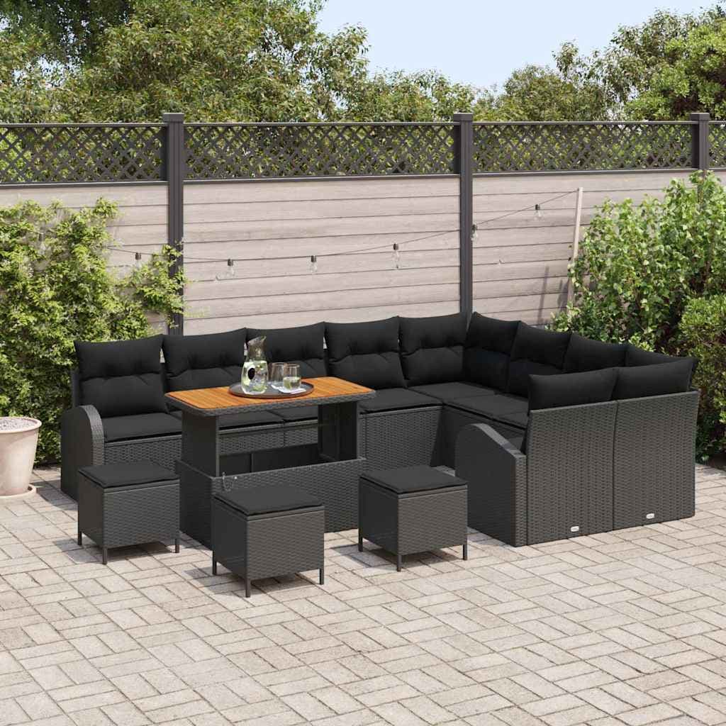 vidaXL Ensemble de canapé de jardin 13 pièces 12-Nombre de places Noir