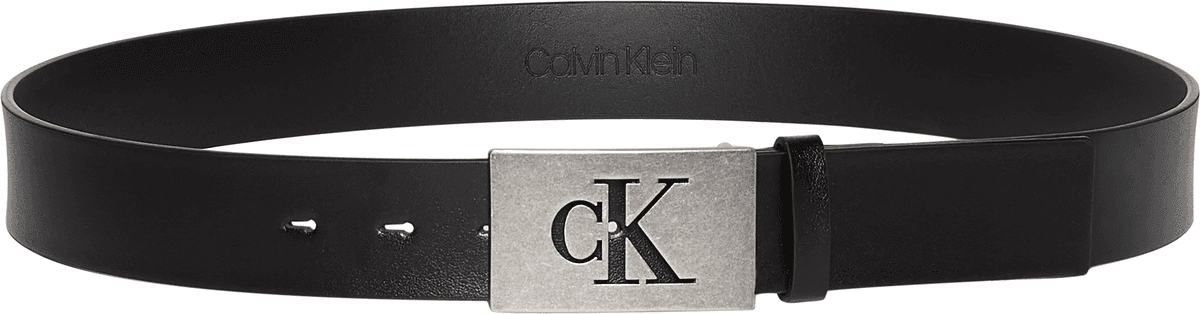 Ledergürtel CALVIN KLEIN, Herren, Gr. 120, schwarz (schwarz, antique silber), Web, Rindsleder, unifarben, Gürtel Ledergürtel, Regular fit, grössenverstellbar schwarz, antique silber 120