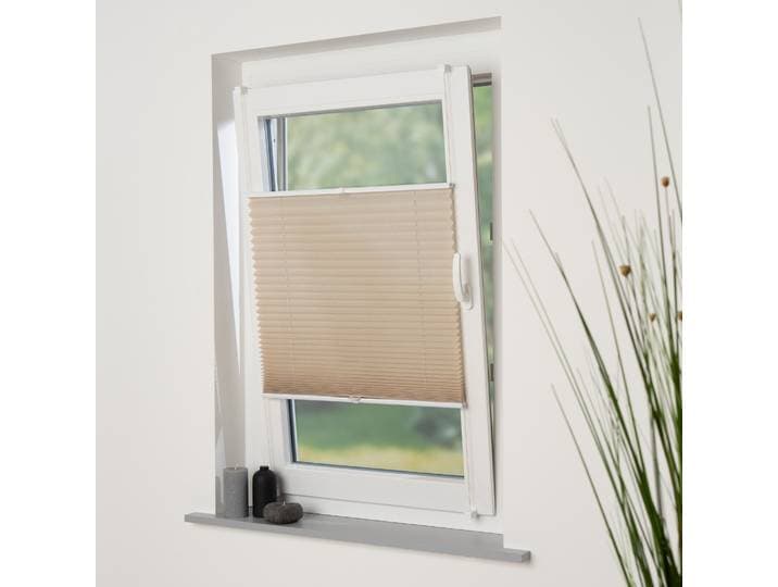 Plissee LIEDECO Klemmfix-Plissee Easy – Hochwertiger Vliesstoff , beige (sand), B:70cm H:130cm, Plissees, Plissee, Tageslichdurchlässig, blickdicht, Einfache Montage ohne Bohren