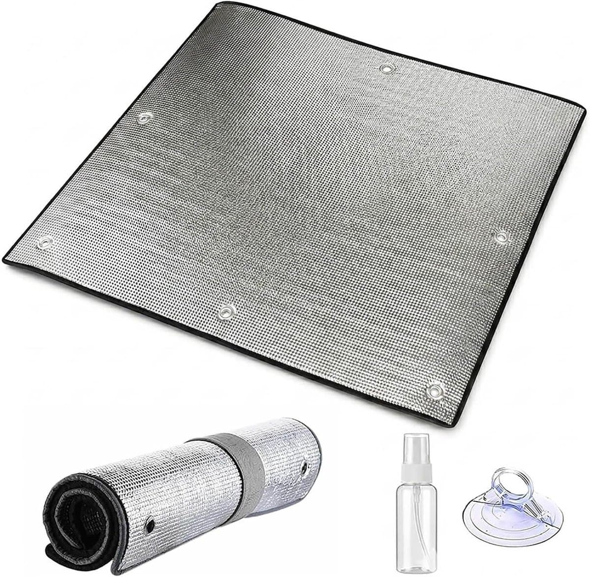 Verduisterende en isolerende raamfolie in zwart voor privacy met zuignap installatie, 55 x 200 cm