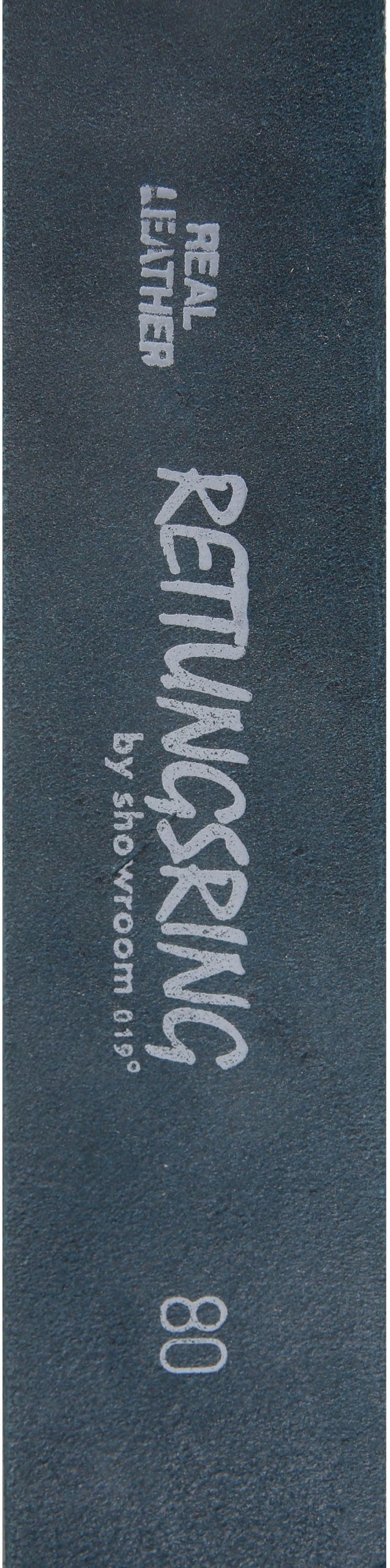 Ledergürtel RETTUNGSRING GÜRTEL, Damen, Gr. 85, blau (jeansblau), Leder, unifarben, Gürtel Ledergürtel, mit austauschbarer Schliesse »Auster Muschel Silber« jeansblau 85