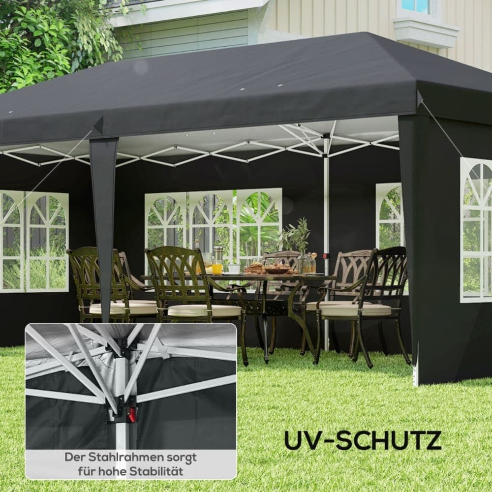ComfortXL Pabellón plegable 3x6 m impermeable con 4 paredes negro