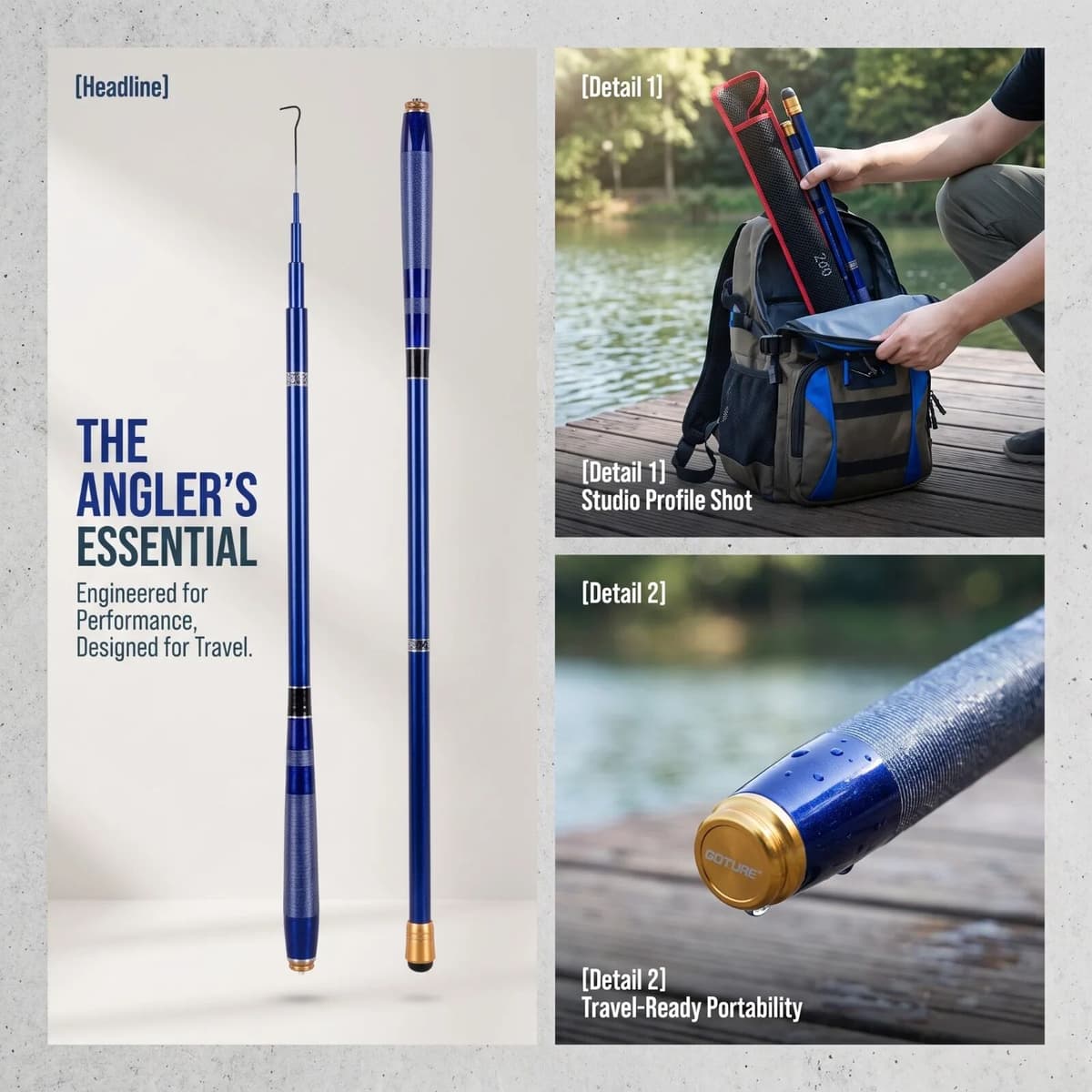 Goture Portable Carbon Telescopic Fishing Rod Ultra Light Stream Hand Pole 1.8-3.6m Hard Travel Freshwater Trout Fishing Rod