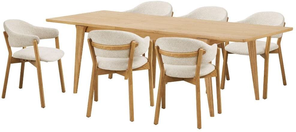 Oline spisegrupper spisebord 6 stoler natur, beige.