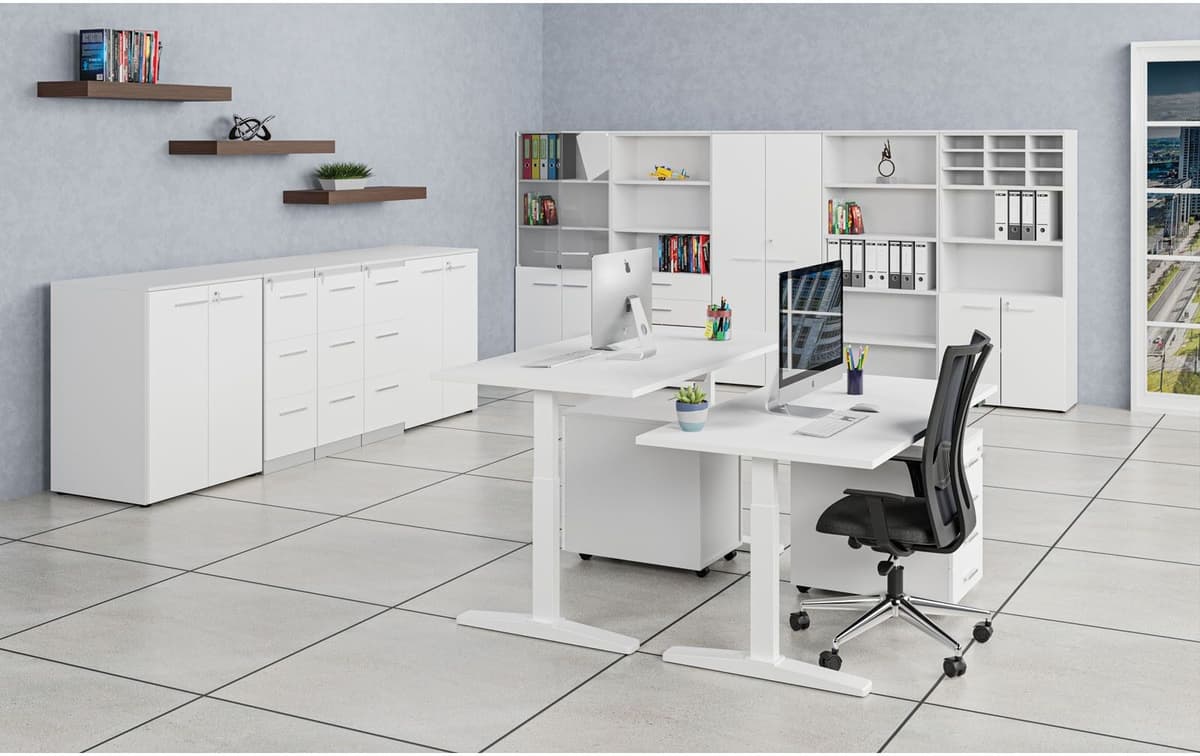 B2B Partner Szafa biurowa wąska PRIMO WHITE, 400 x 420 x 1781 mm, biały