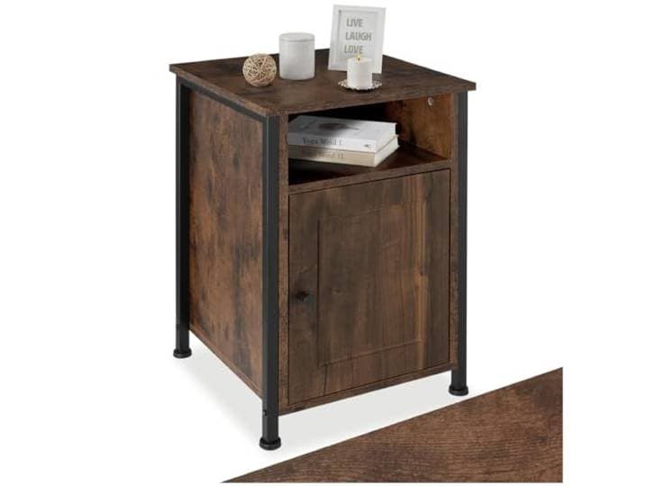 tectake® Nachttisch mit Ablage + Staufach, Nachtschrank, 40 x 42 x 60,5 cm, Beistelltisch, Deko Schlafzimmer, Deko Wohnzimmer Möbel, Blumenständer, Nischenschrank - Industrial Holz dunkel, rustikal