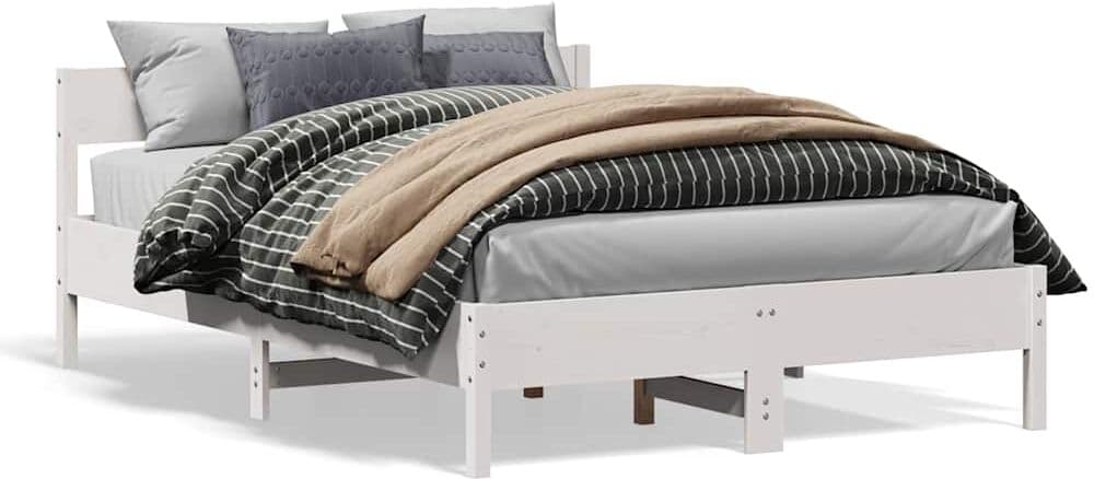 vidaXL Cadre de lit sans matelas blanc 120x200 cm bois de pin massif