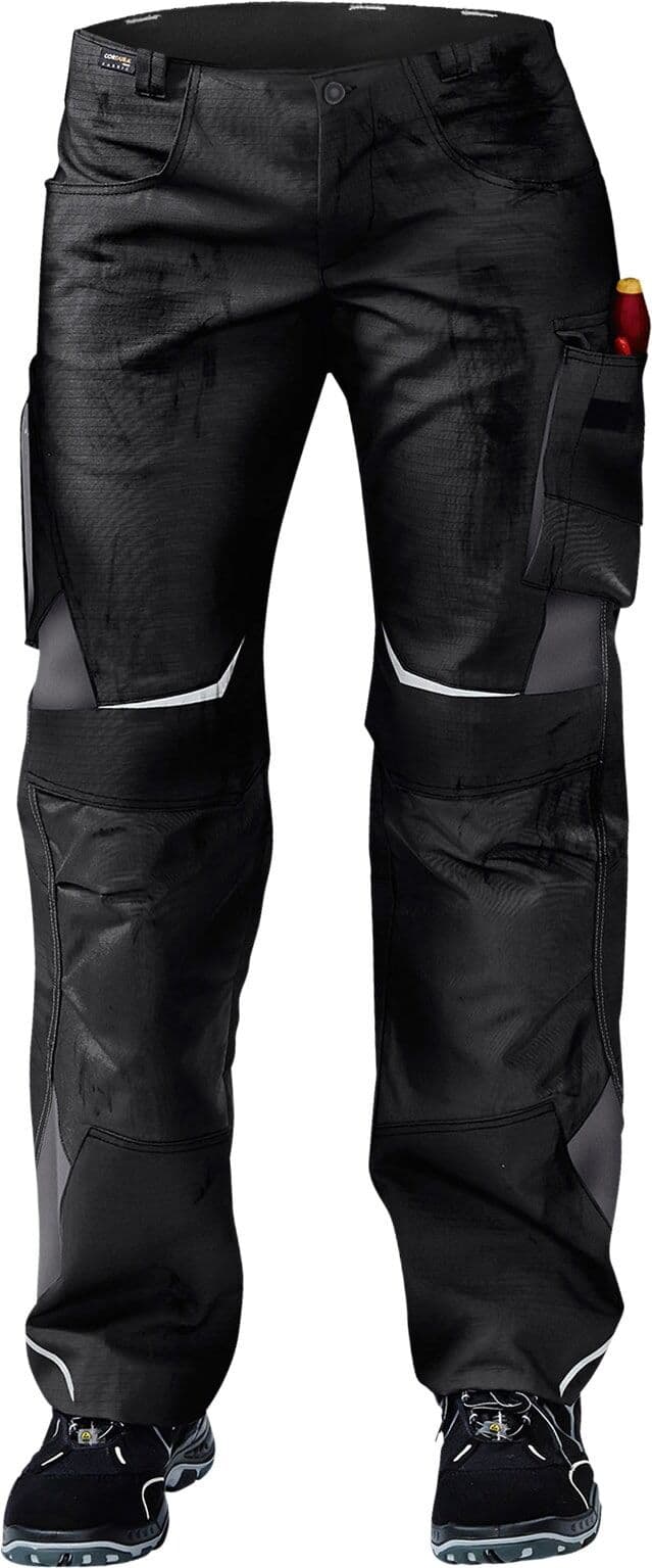 Arbeitsbundhose KÜBLER "Pulsschlag", Damen, Gr. 48, EURO, schwarz (schwarz, anthrazit), Obermaterial: 65% Polyester PES. 35% Baumwolle CO., Hosen Arbeitsbundhose