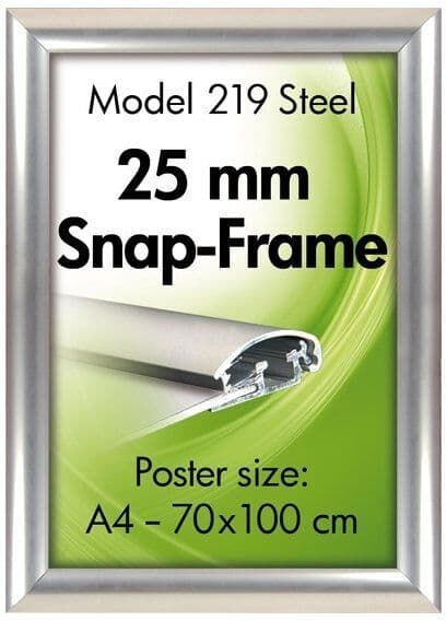 DSI Alu Plakatramme, Snap-Frame, 70 X 100 Cm, Stållook