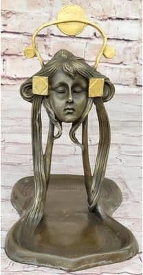 Bronzhaus Art Nouveau Candy Dish Bronze Figural Sculpture Figurine Statue Figure Lost Wax