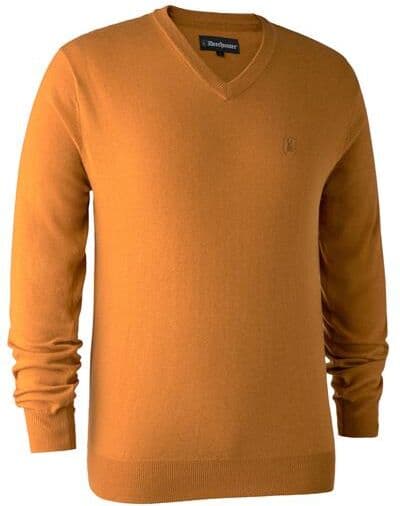 Deerhunter Mens Kingston Knit with V-Neck, Golden Oak 49 / 50