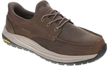 Skechers USA Meroe-Oliie (Men's) Casual in Dark Brown, Size 9.5 M, Leather/Memory Foam