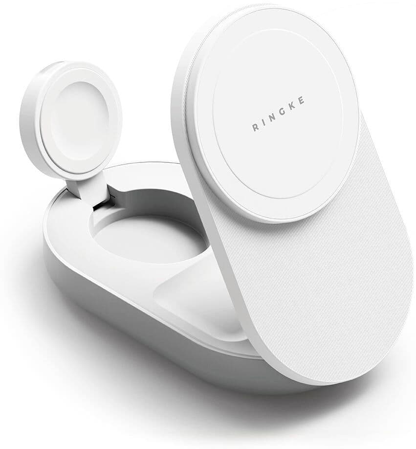 Ringke - 3-i-1 Qi2 25W Trådløs Oplader - Foldbar - MagSafe Kompatibel - Hvid