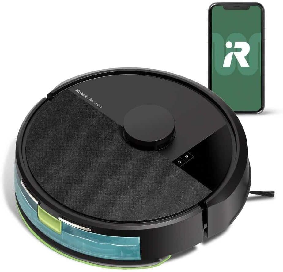 iRobot Robot aspirador y friegasuelos Roomba® 105 Combo con mapeado inteligente LiDAR y fregado SmartScrub. Negro