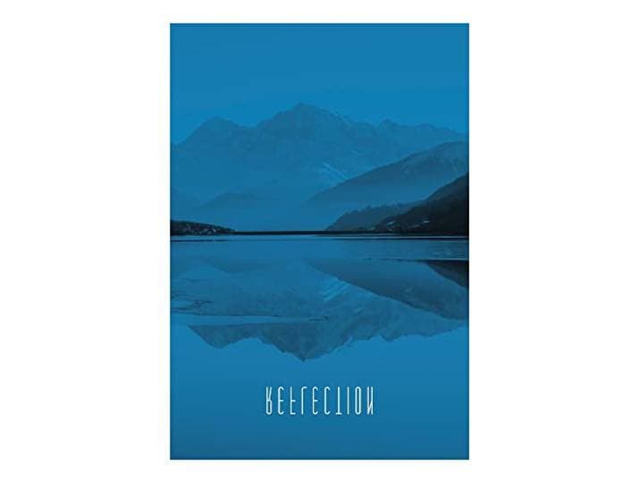 Word Lake Reflection Blue - Maat: 50 x 70 cm - Komar, muurschildering, posters, kunstdruk (zonder lijst), PURE Boutique