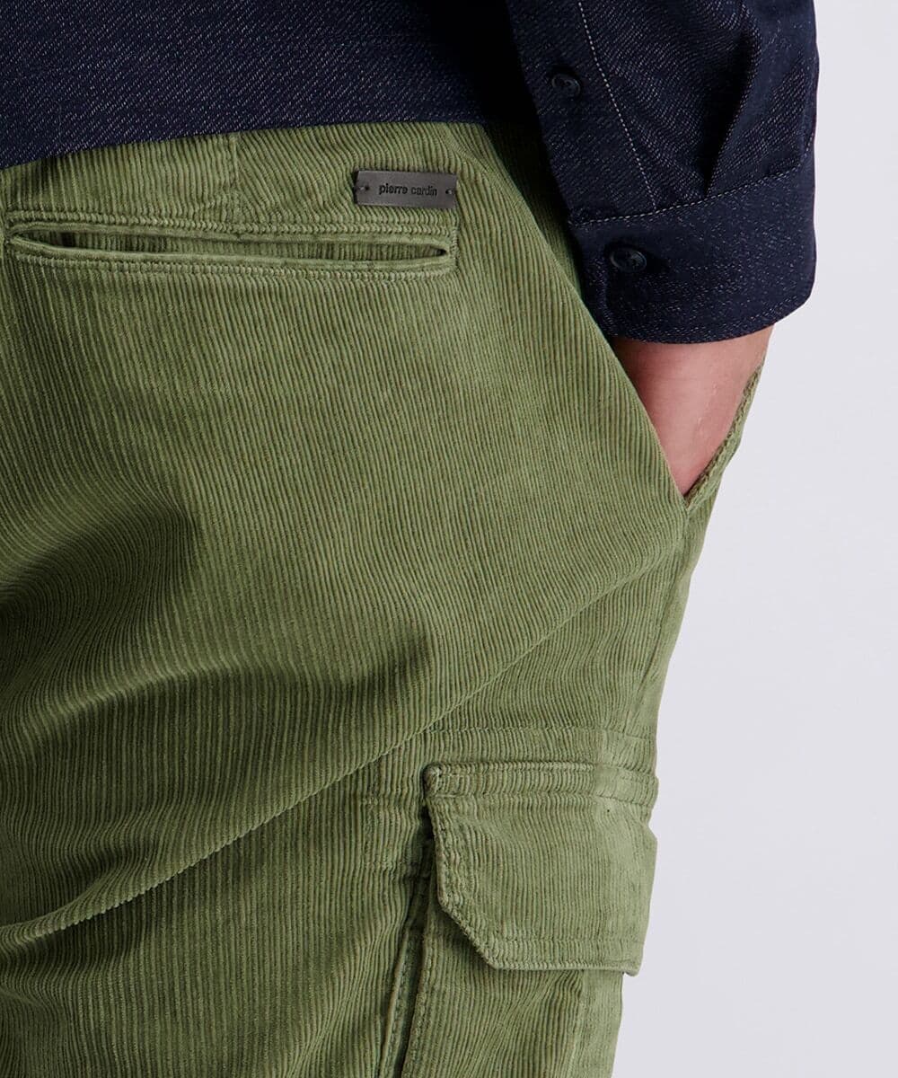 Cargohose PIERRE CARDIN "PC-Cean", Herren, Gr. 30, Länge 30, grün (dusty olive), Web, Obermaterial: 98% Baumwolle, 2% Elasthan, unifarben, regular fit lang, Hosen Cargohose, mit Cargo Taschen dusty olive 30, Länge 30