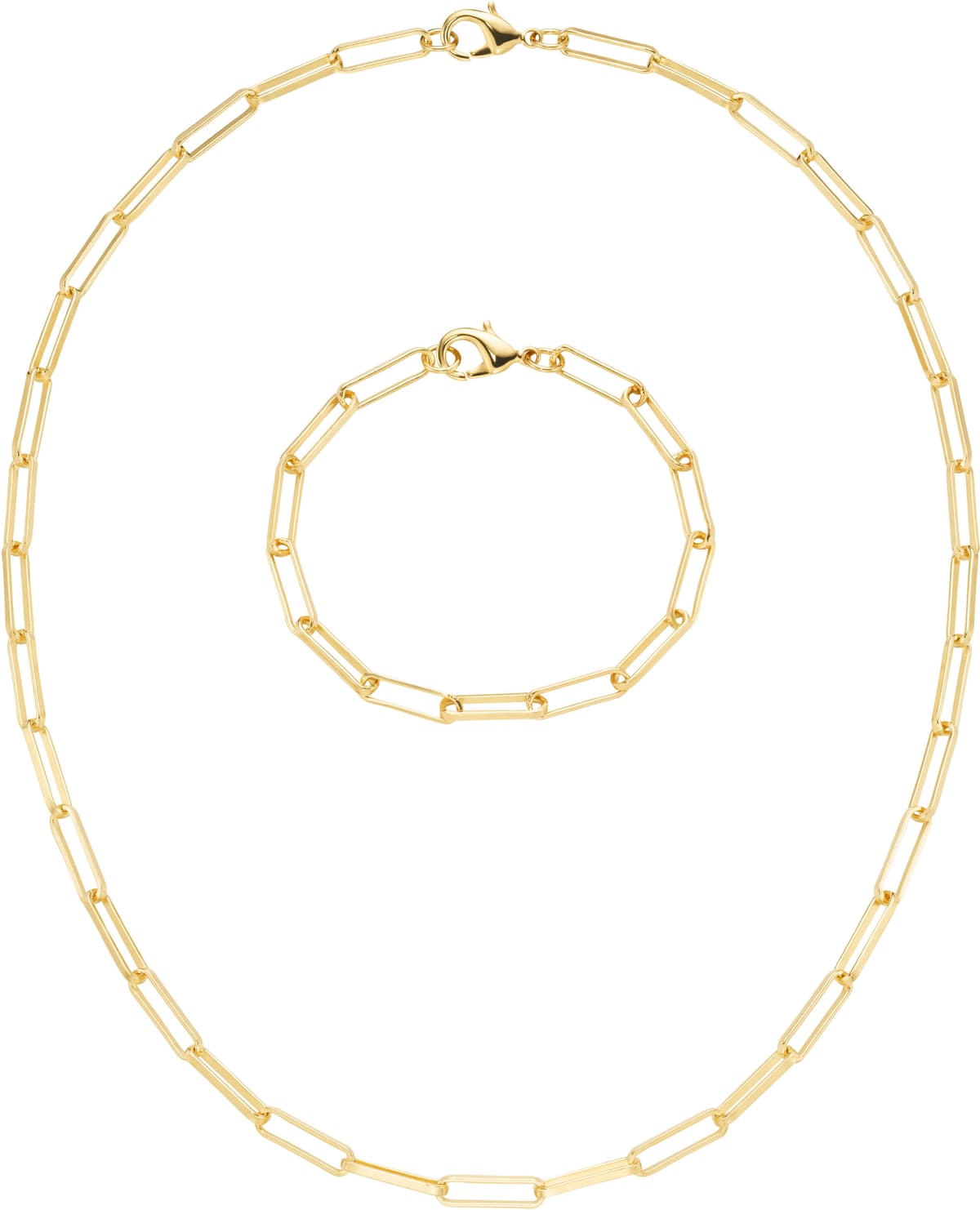 Ketten und Armband Set FIRETTI "Multipack Schmuck Geschenk Armkette Halskette Langankerkettenglieder", gold (gelbgoldfarben), Schmuck_Sets, Damen, Messing, Ketten und Armband Set gelbgoldfarben Einheitsgröße