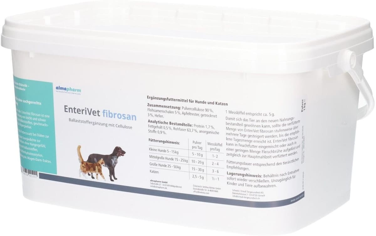 almapharm Enterivet Fibrosan Ergänzungsfuttermittel für Hunde und Katzen 1000 g Pulver