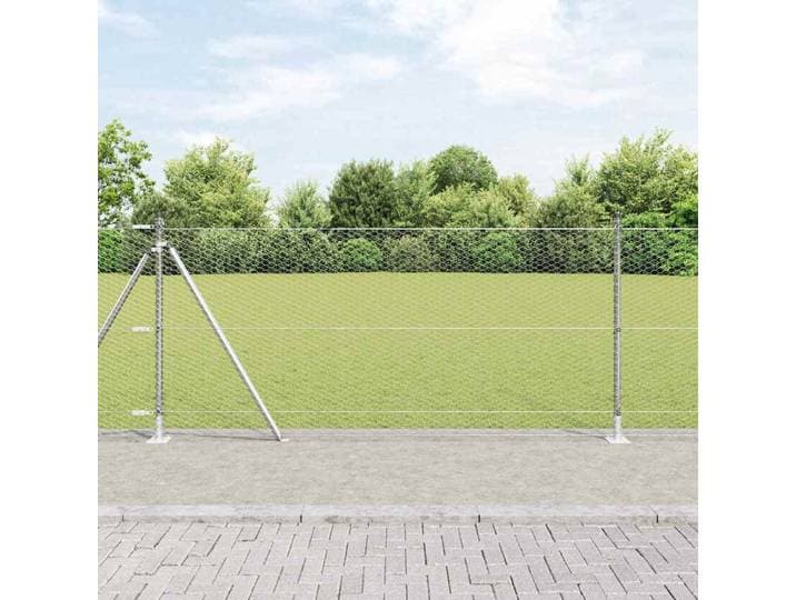 vidaXL Sechseckzaun mit Betonsockel 100 x 1 m Verzinkter Stahl Silber