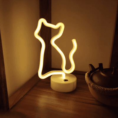 Evergreen Home Goods Cat Neon Light Sign, USB And Battery Powered, Animal Figure Lamp For Room Decor holder Cat Warm