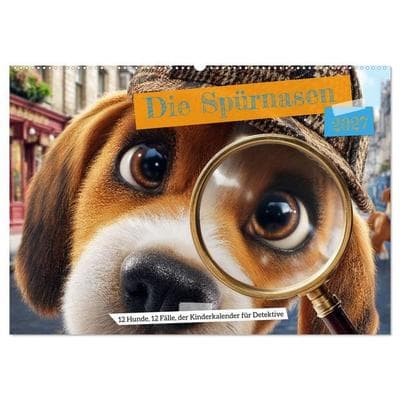 Die Spürnasen - 12 Hunde, 12 Fälle, der Kinderkalender für Detektive (Wandkalender 2027 DIN A2 quer), CALVENDO Monatskalender