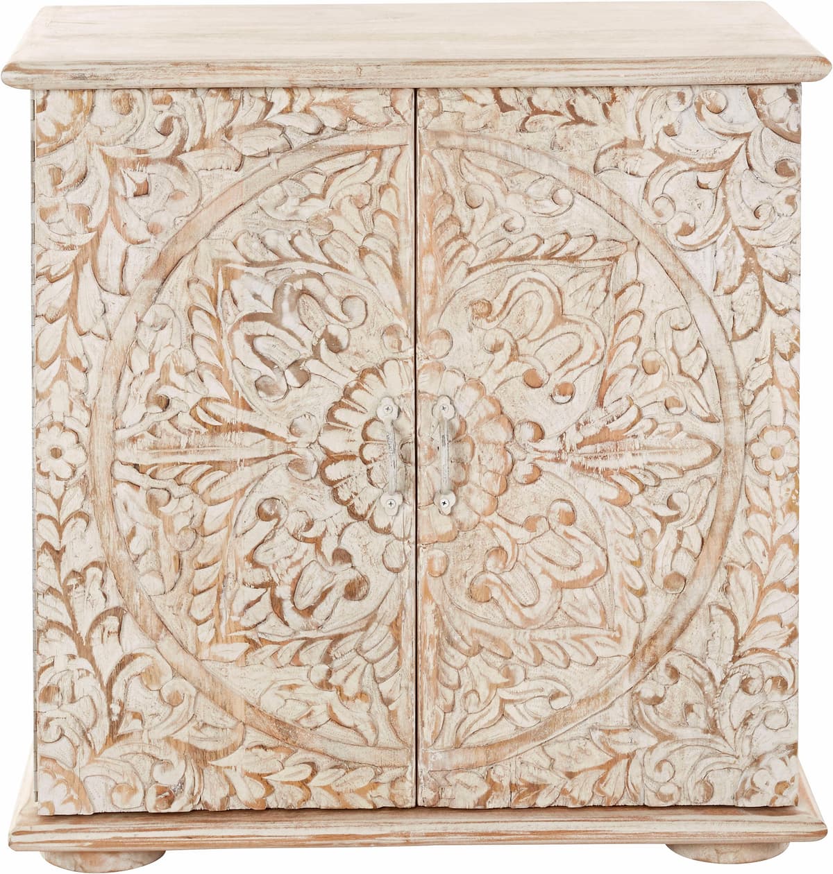 Kommode GOODPRODUCT "Sideboard mit 2 Türen, Breite/Höhe: 75/75 cm", beige (natur gewischt), B:75cm H:75cm T:40cm, Sideboards, Kommode, Fronten mit individuellen Schnitzereien natur gewischt B/H/T: 75cm x 75cm x 40cm