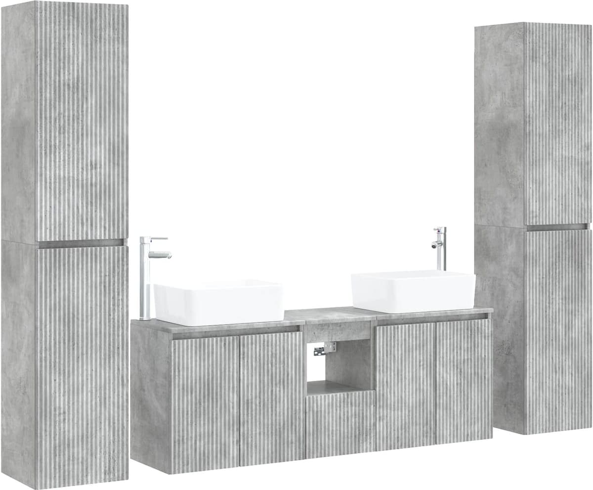 vidaXL Ensemble d'armoire de salle de bain 5 pc Gris béton