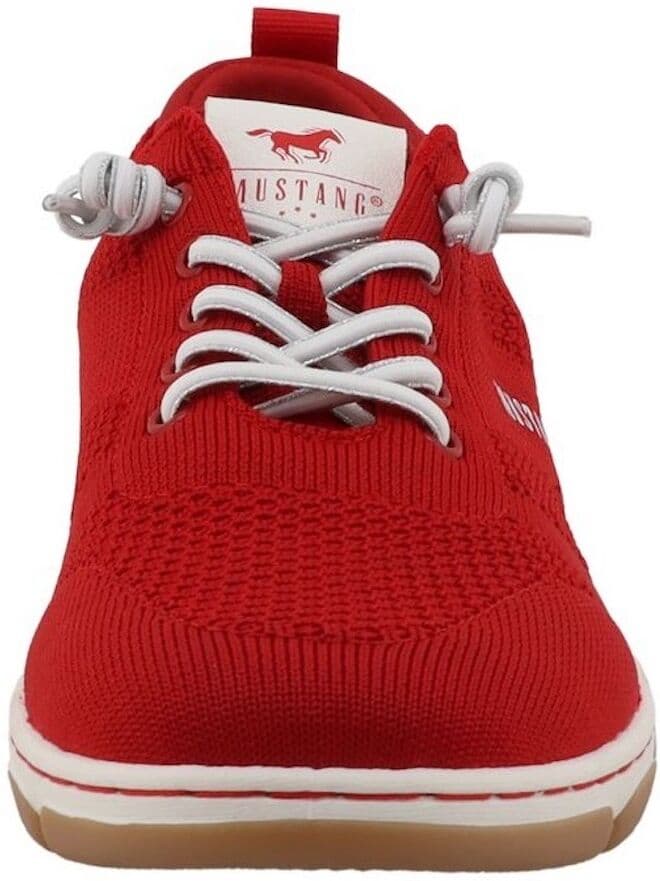 Slip-On Sneaker MUSTANG SHOES "Sue", Damen, Gr. 36, rot, Lederimitat, Textil, Schuhe Slip-On Sneaker, Freizeitschuh, Halbschuh, Slipper mit Logoschriftzügen rot 36