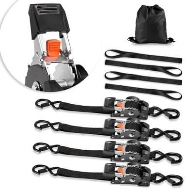 UIMOSO Retractable Ratchet Straps, 1 in x 10 ft, Tie Down Straps with S Hooks, 1200 lbs Break Strength - 1 in x 10 ft