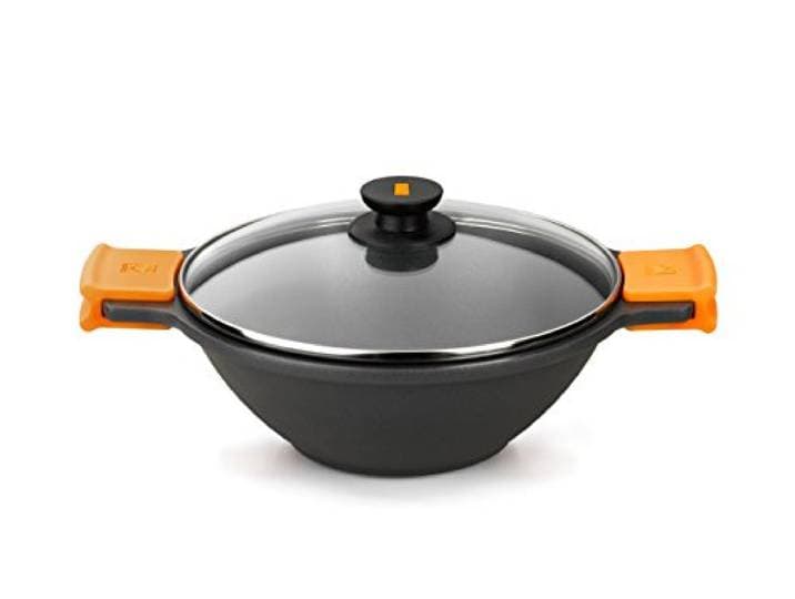 Efficiënte anti-aanbakwok met deksel met rooster CM24 potten en voorbereiding