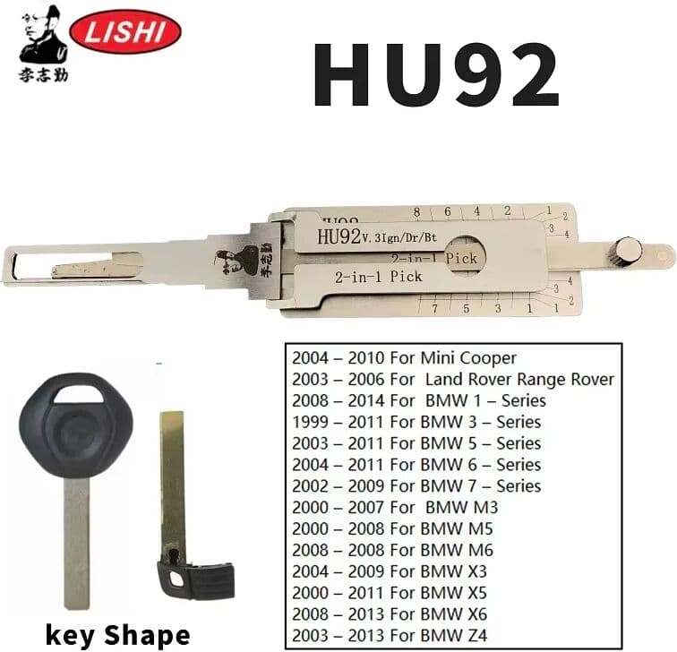 NONE For BWM Lishi 2-in-1 HU92 Decoder Lock Pick Tool 2003 – 2013 For BMW Z4 Door Opem