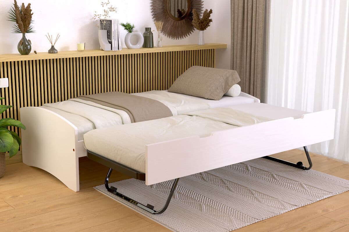 ABC MEUBLES Ausziehbett 90x190 Happy aus Massivholz - Weiß