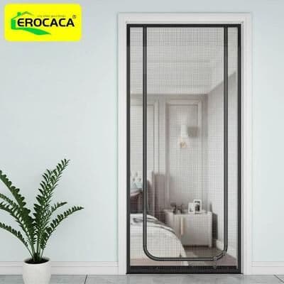 Uplift Essentials Black Anti Mosquito Pet Proof Screen Door Curtain 33.1 In 74.8 In